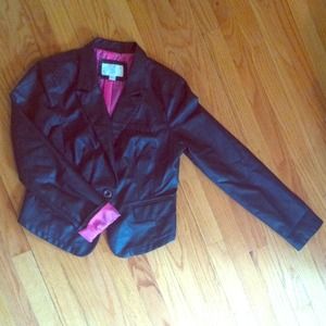 Vegan Leather Jacket with Hot Pink Lining
