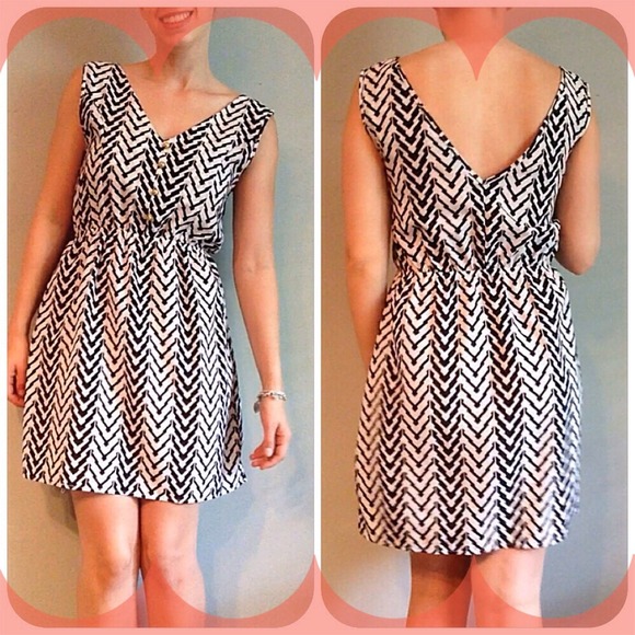 Black and white chevron dress