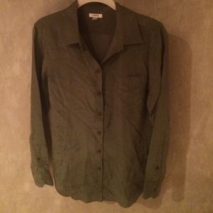 Fossil Army Green Silk Button Down