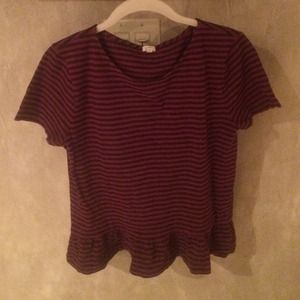 J. Crew Navy and red stripped peplum top