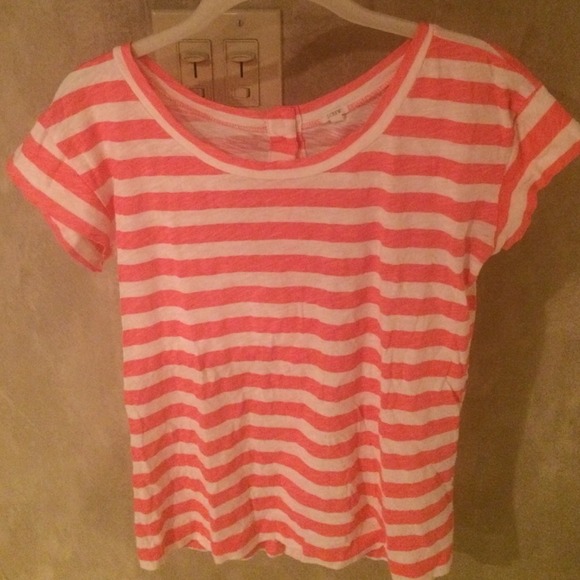 J. Crew pink and white stripped tee