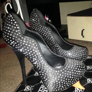 Silver studded black Heels