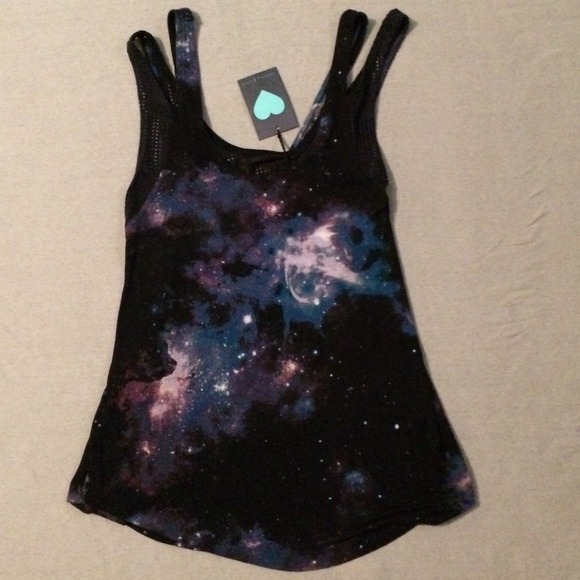 New Kendall & Kylie Galaxy Open Back Shirt Top Sm