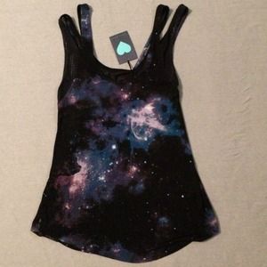 New Kendall & Kylie Galaxy Open Back Shirt Top Sm