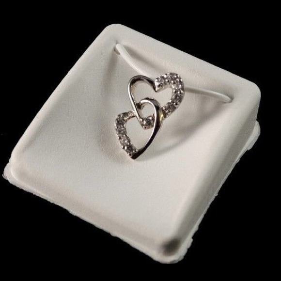 Cubic Zirconia Double Heart Charm Pendant