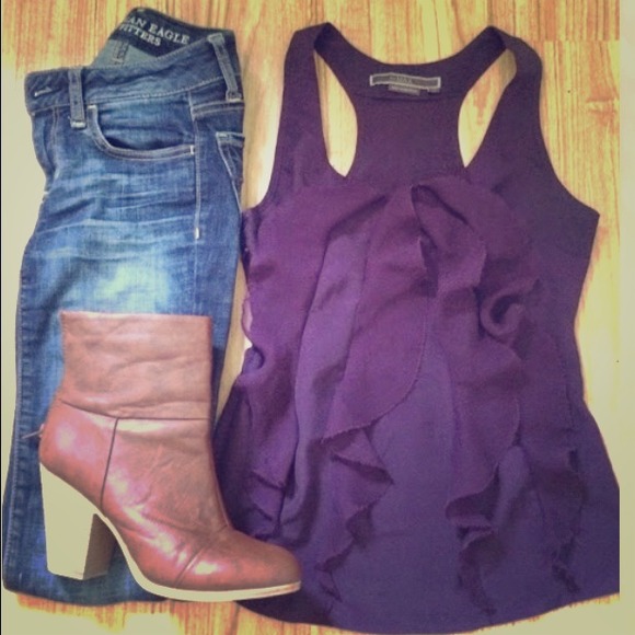 Dark Purple ruffle tank top