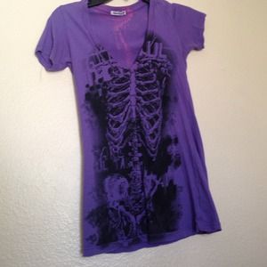 Purple Skeleton V neck.