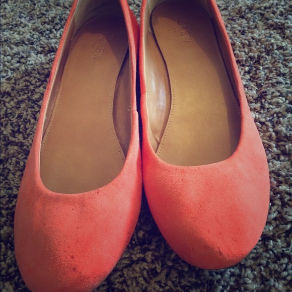 SOLD Coral suede Jcrew Ballet Flats size 8.5