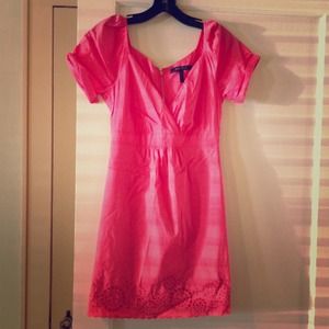 Coral cap sleeve bcbg eyelit dress