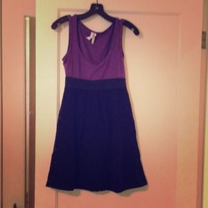 Jersey knit dress with lined eyelit skirt