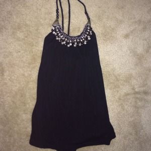 Black Beaded Halter Top