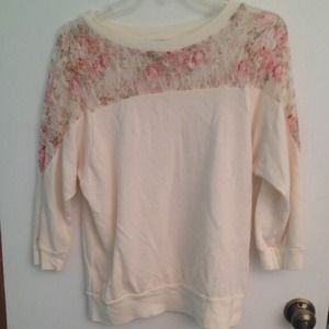 Knit and lace floral oversized sweater