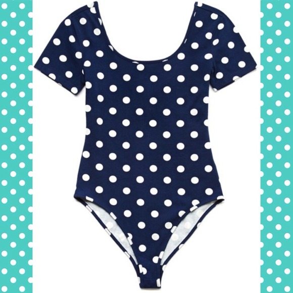 FOREVER 21 Blue Polka Dot Doll Bodysuit - Picture 3 of 4