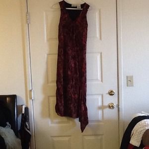 Red long dress, lightweight with slip attached