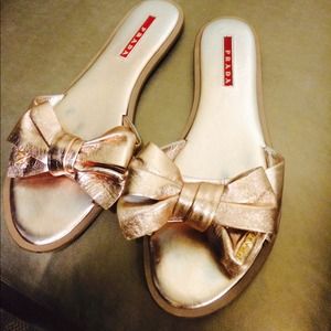 Prada Bow Slide Sandals
