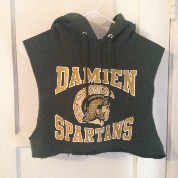 Cropped forest green spartan hoodie
