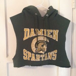 Cropped forest green spartan hoodie