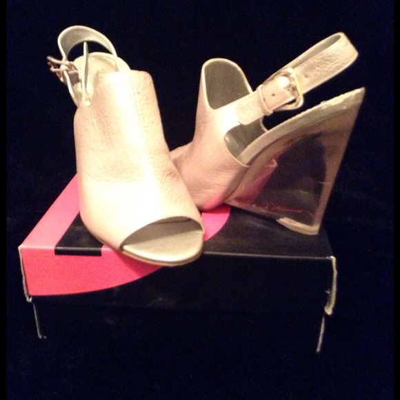 Nine West silver with clear heel