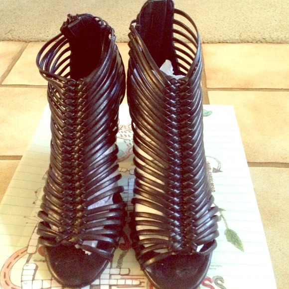 Jeffrey Campbell Shoes - Calf-mid black strappy almost new with box