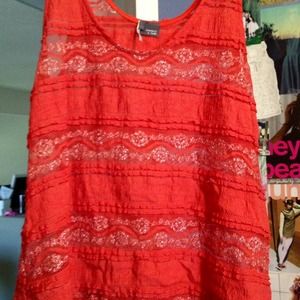Neon Orange Lace Tank Top