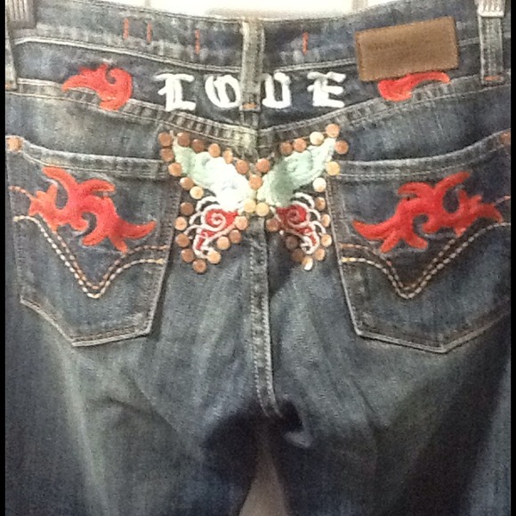 Blue Denim Jeans with Embroidery