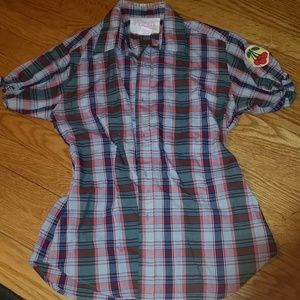 Funky Plaid Short Sleeve Button Down