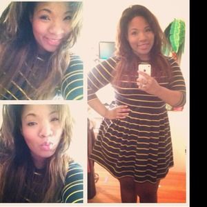 💟Navy & Yellow Striped Dress💟