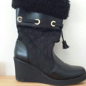 Water proof black wedge boots