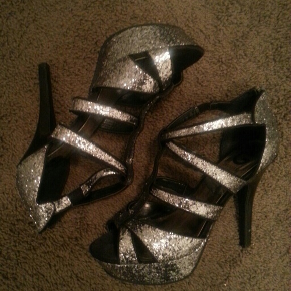 Guess Silver Sparkle Heels