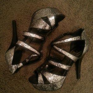 Guess Silver Sparkle Heels