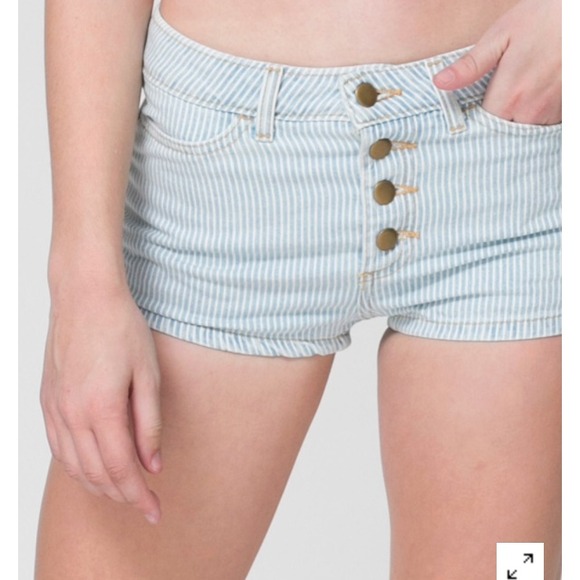 Stripe denim button front short