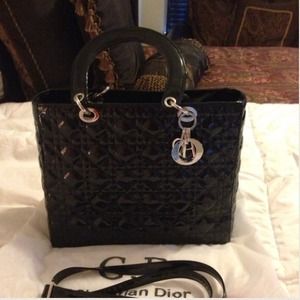 Black quilted patent purse