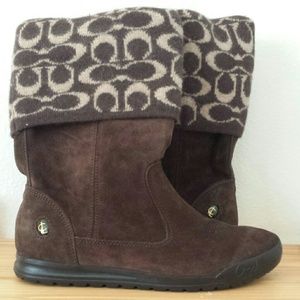 Like new Coach leather boots rubber sole