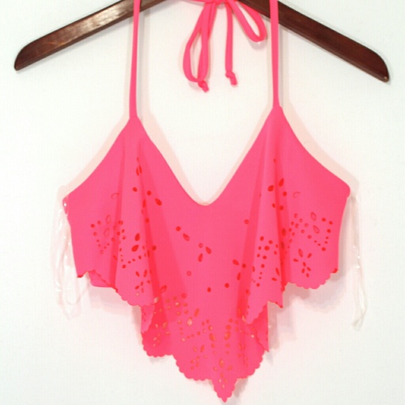 Tops - SOLD IN BUNDLE NWOT Lasercut hot pink bustier top