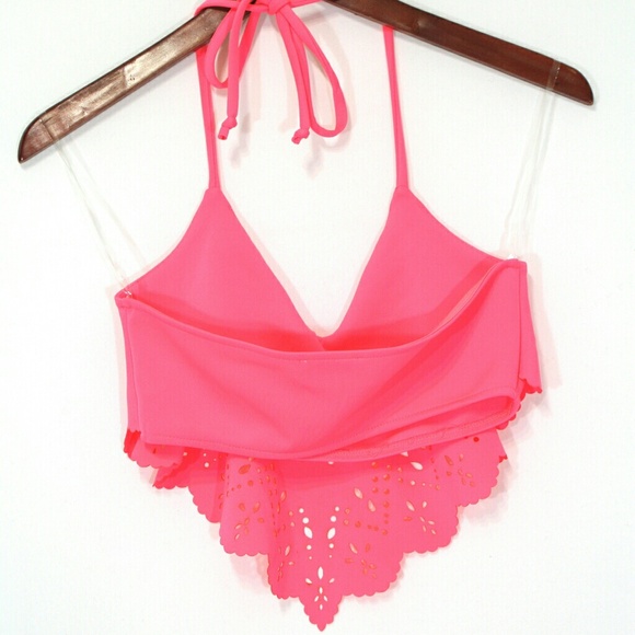 SOLD IN BUNDLE NWOT Lasercut hot pink bustier top - Picture 2 of 2
