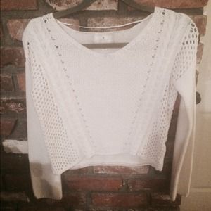 • TRADED • White knit cropped sweater