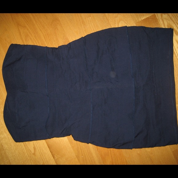 Foreign Exchange strapless dress in navy blue