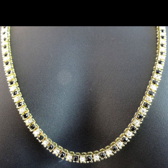 New unisex 1 row black and gold neckles chain