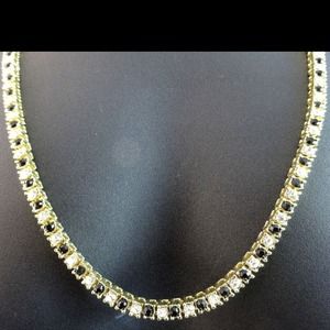 New unisex 1 row black and gold neckles chain