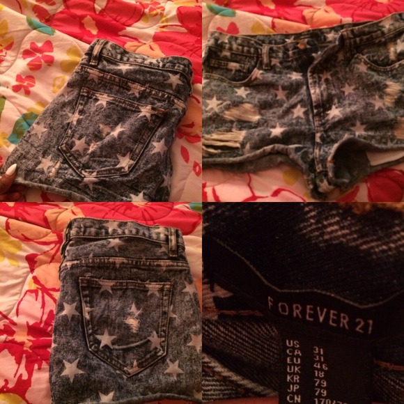 Blue jean high waisted American flag shorts - Picture 1 of 1