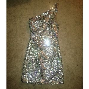 Silver sequin dress.