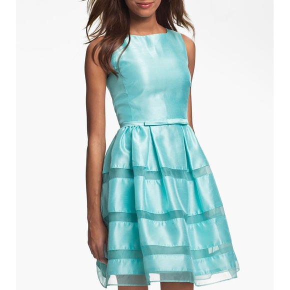 Taylor Turquoise Spearmint Stripe Dress Size 8