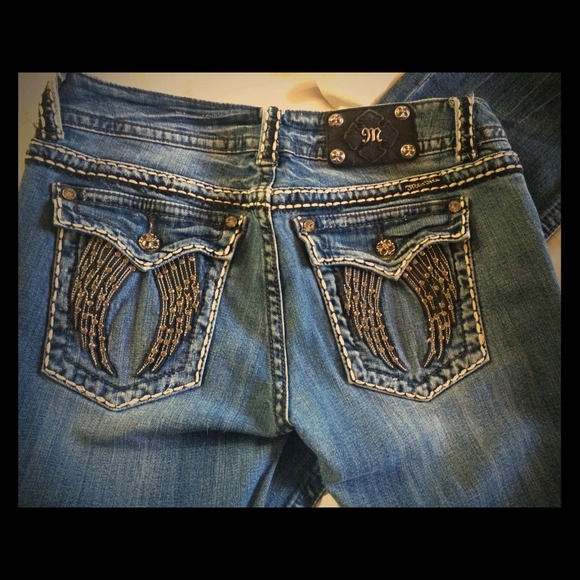 Miss me leather angel wing jeans size 32 xlong