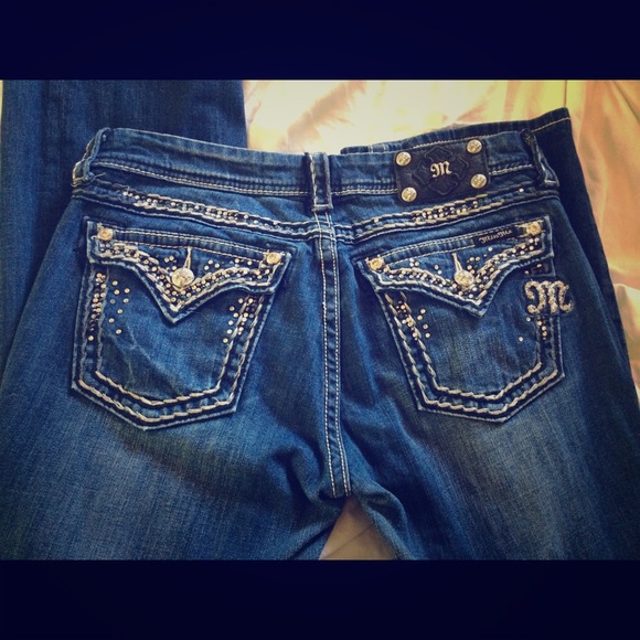 Miss me jeweled pocket jeans 32 long