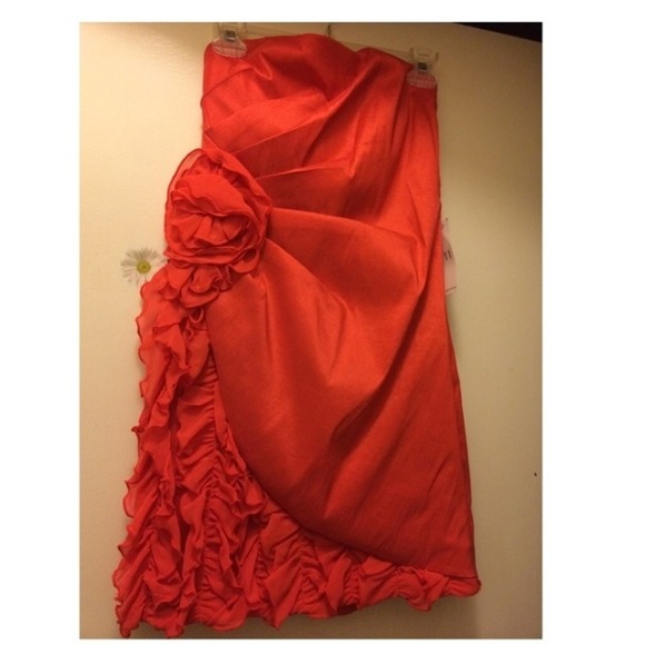 Orange strapless dress