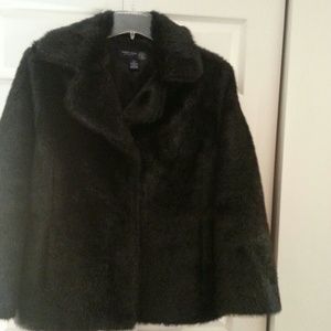 Black faux fur coat