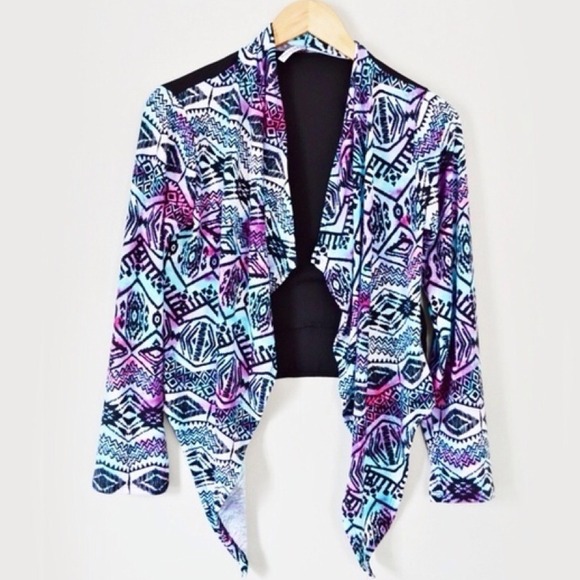 Tie Dye Aztec Print Cardigan