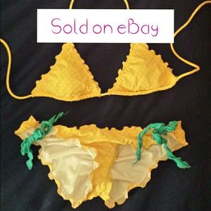 Victoria's Secret Yellow Polka Dot Ruffle Bikini