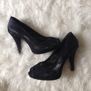 Lace black heels