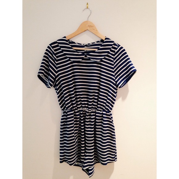 Forever 21 Navy Striped Romper